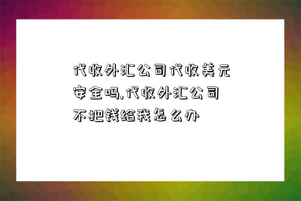代收外汇公司代收美元安全吗,代收外汇公司不把钱给我怎么办-图1